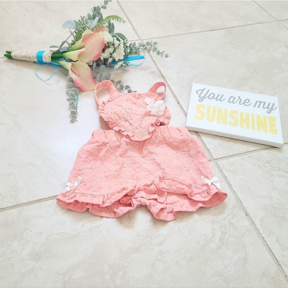 Baby girls peach short overall outfit